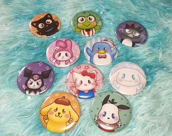 Kawaii Character Art Pin Badges
