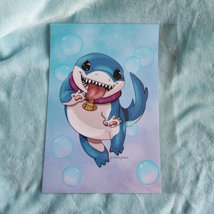 Jeff The Land Shark Original Kunstdruck - Süßes Cartoon Poster