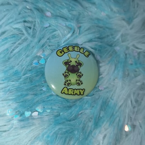 Geeble Army Art Badge - Alien Puppy Pibble French Bulldog Dog Pin Meme Gleep Glorp