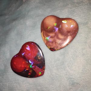Poolverine Heart Badges - Dpool Holographic Butt and Chest Fanart Superhero Pins