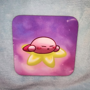 Kirby Galaxy Cute Art Mug Coaster - Video Game Gaming Fanart Kawaii