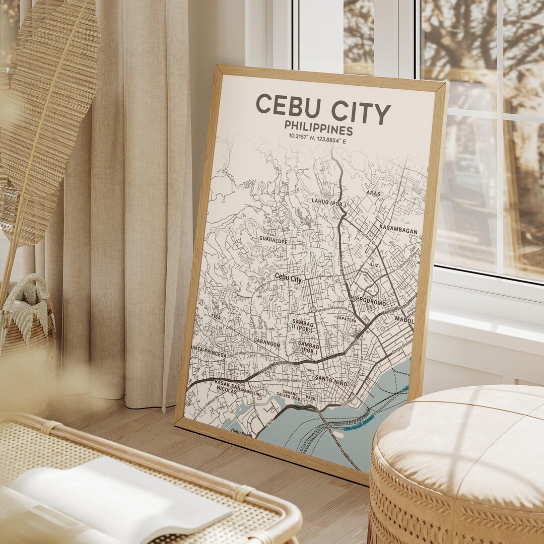 Cebu City Philippines Map, Personalized Digital Map Poster, Printable ...