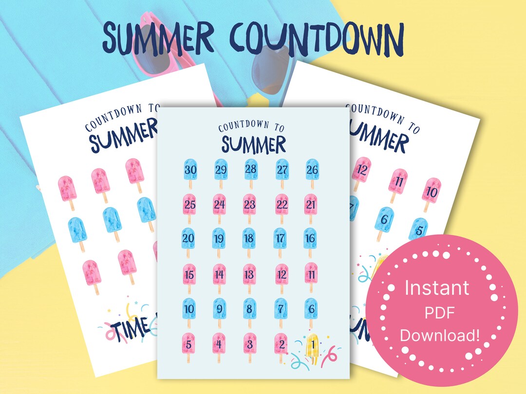 Countdown to Summer Printable Summer Countdown Last Day of Etsy
