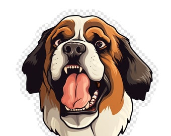 Rabid Saint Bernard Transparent PNG Clipart for Sticker Design Asset