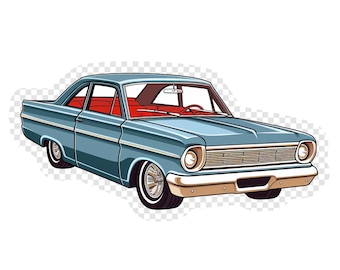 Classic American Sedan Custom Transparent PNG Clipart for Sticker Design Asset
