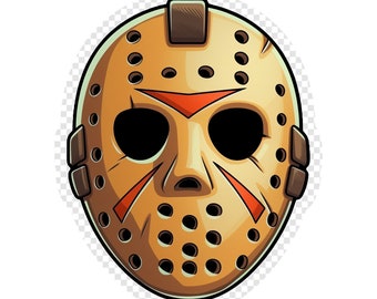 Vintage Slasher Hockey Mask Transparent PNG Clipart for Sticker Design Asset