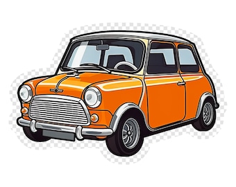 Vintage British Tiny Coupe Transparent PNG Clipart for Sticker Design Asset