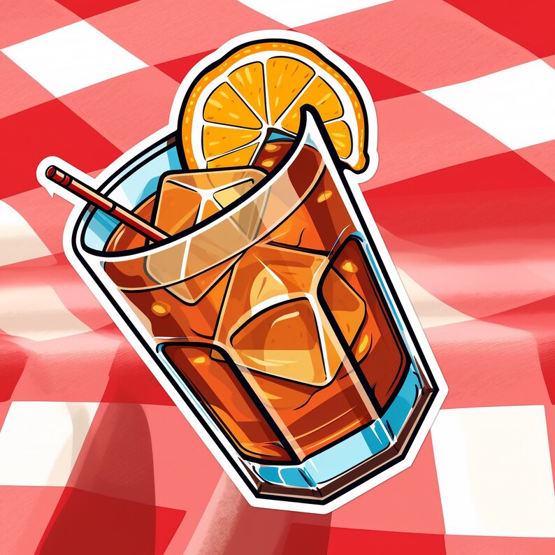 Old Fashioned Cocktail Transparent PNG Clipart for Sticker Design Asset