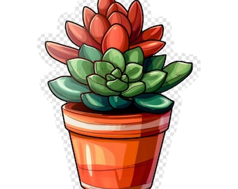 Succulent Plant Transparent PNG Clipart for Sticker Design Asset