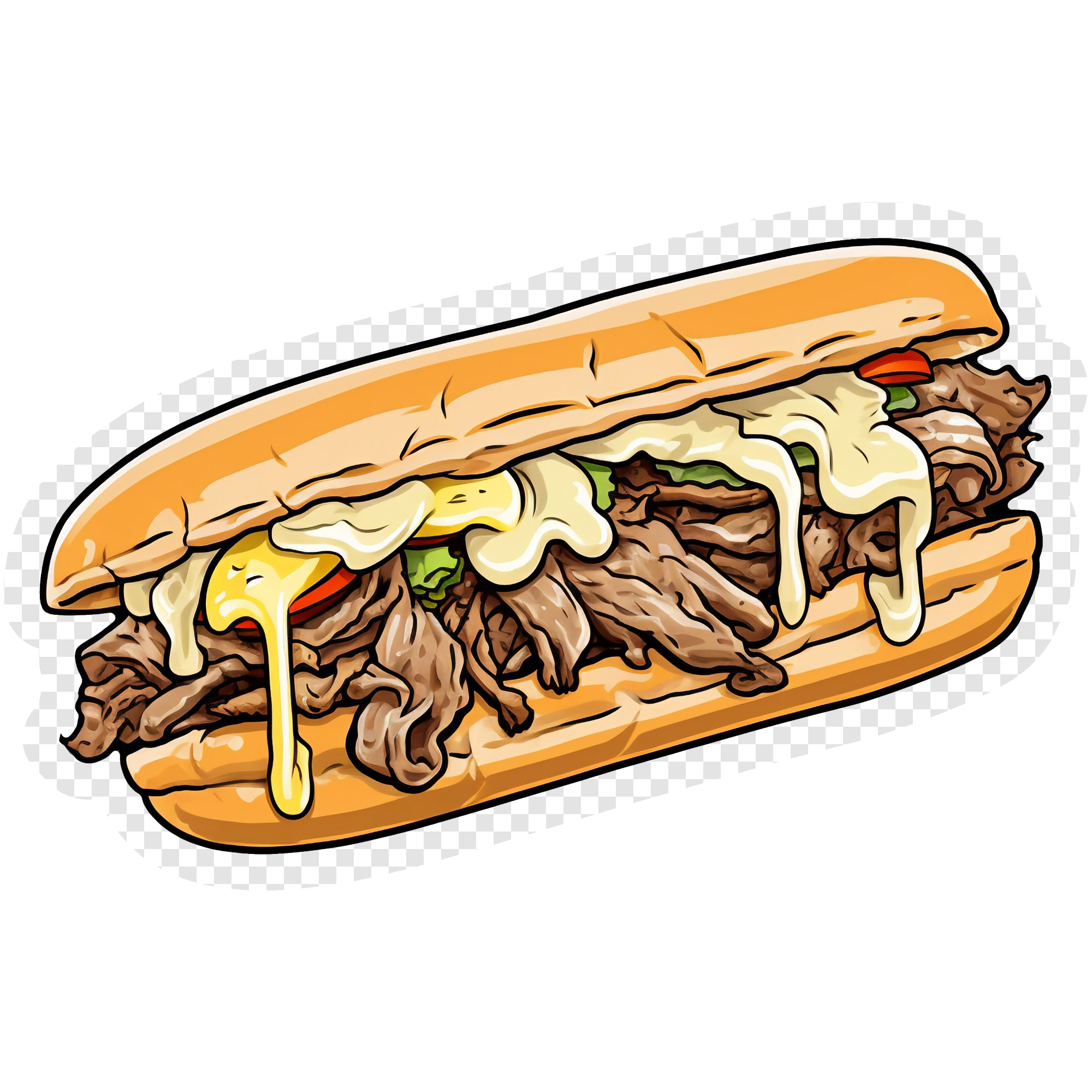 Cheesesteak Transparent PNG Clipart for Sticker Design Asset Etsy