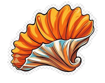 Conch Shell Transparent PNG Clipart for Sticker Design Asset