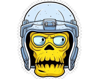 Skull In Helmet Transparent PNG Clipart for Sticker Design Asset