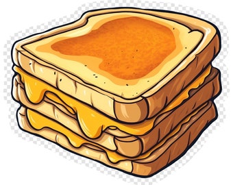 Grilled Cheese Sandwich Transparent PNG Clipart for Sticker Design Asset