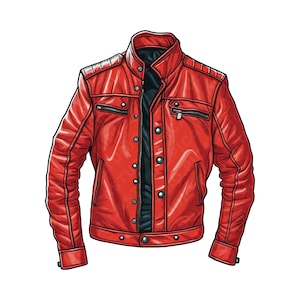 Red Leather Jacket Transparent PNG Clipart for Sticker Design Asset