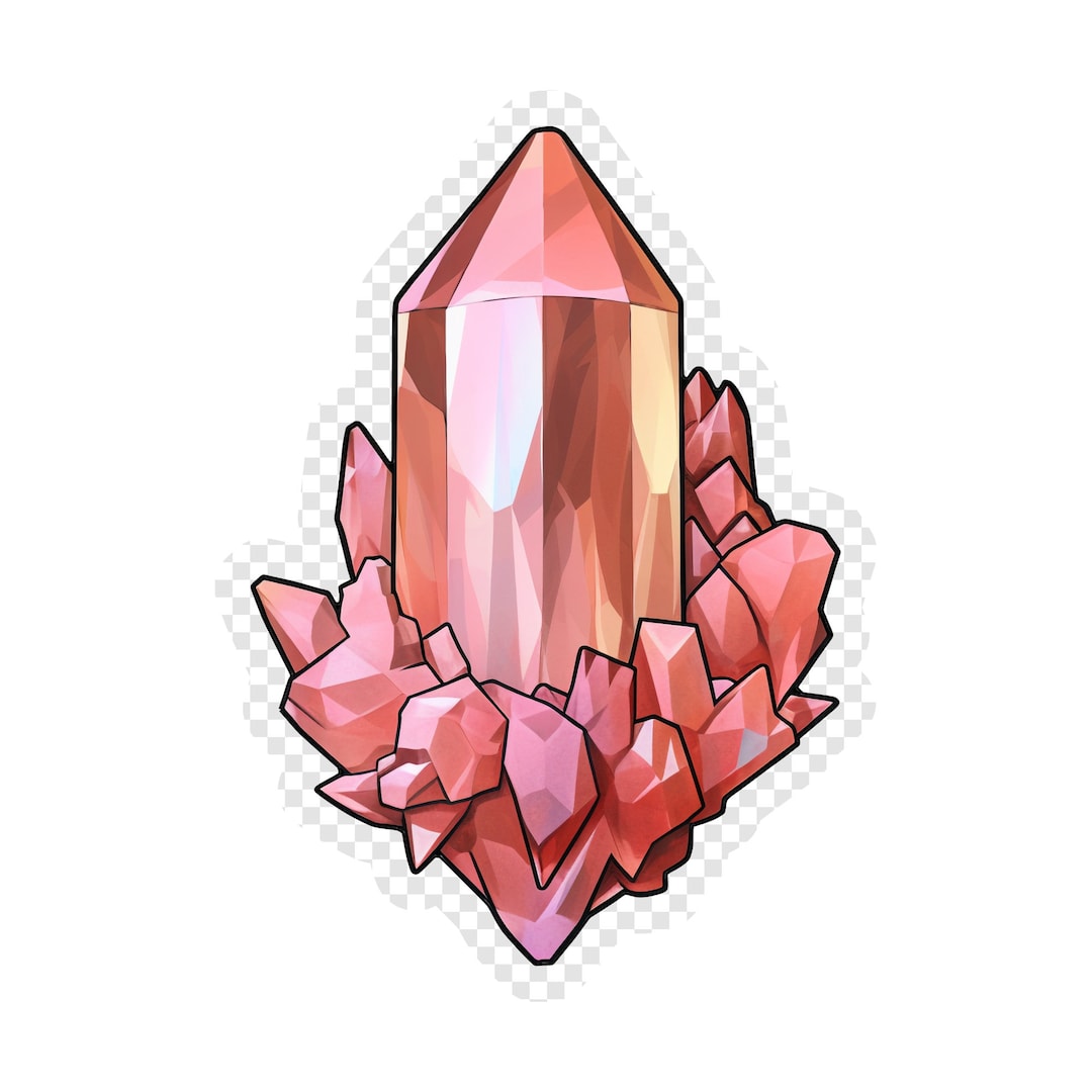 Rose Quartz Crystal Transparent PNG Clipart for Sticker Design Asset Etsy