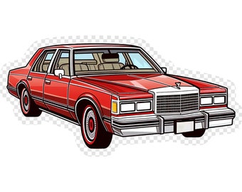 Classic American Caddy Sedan Transparent PNG Clipart for Sticker Design Asset
