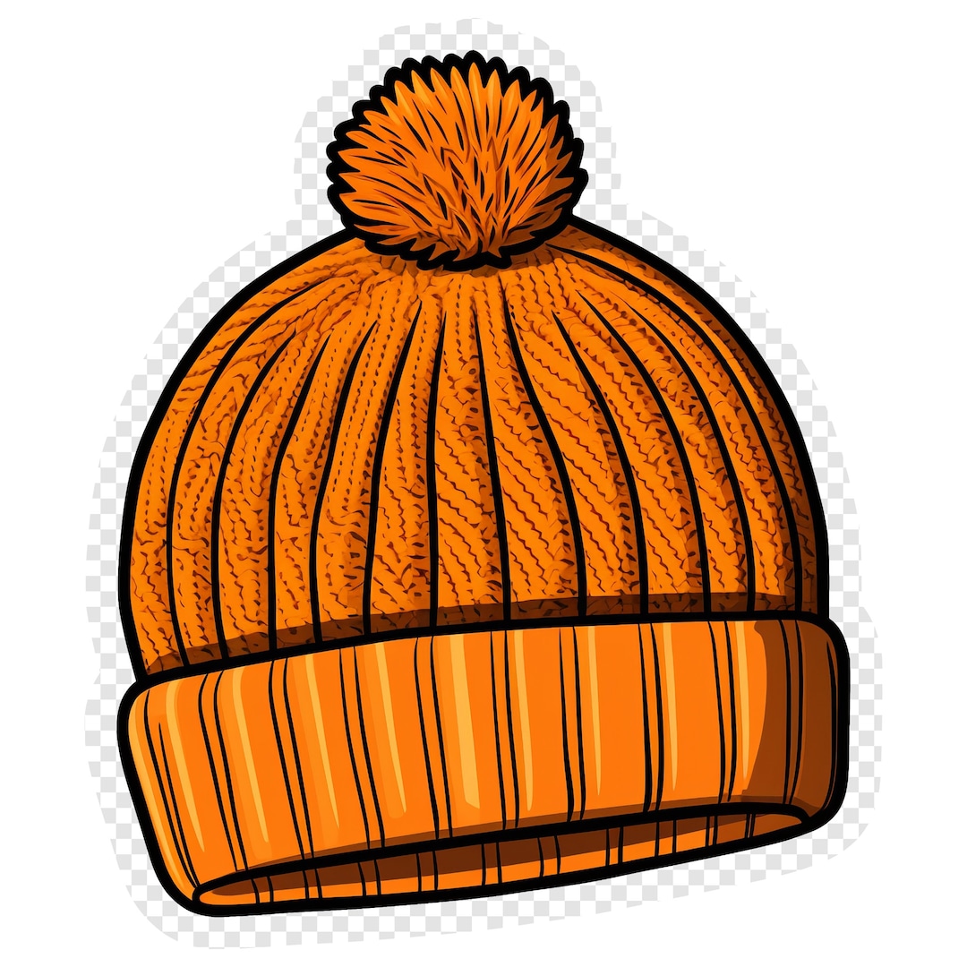 Orange Beanie Transparent PNG Clipart for Sticker Design Asset - Etsy