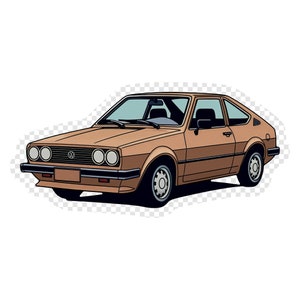 Vintage Euro Hatchback Transparent PNG Clipart for Sticker Design Asset