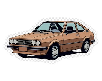 Vintage Euro Hatchback Transparent PNG Clipart for Sticker Design Asset