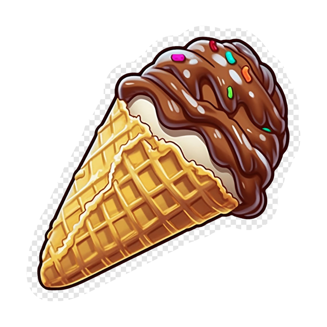 Ice Cream Cone Transparent PNG Clipart for Sticker Design Asset - Etsy
