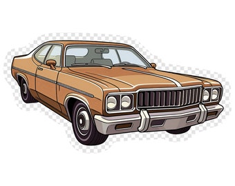 Classic American Satellite Sedan Transparent PNG Clipart for Sticker Design Asset