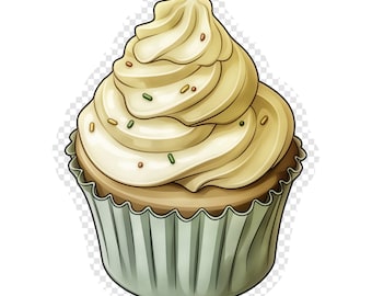 Fluffy Cupcake Transparent PNG Clipart for Sticker Design Asset