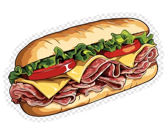 Hoagie Transparent PNG Clipart for Sticker Design Asset
