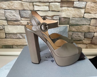 Prada platform sandals IT 38.5 grey