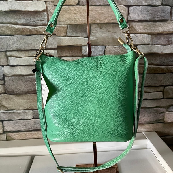 Genuine leather light green women's bag Made in Italy