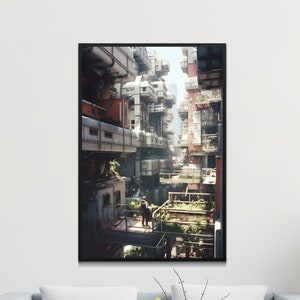 Cyberpunk City Wall Art Sci-fi Printable Wall Poster Gift for Friend ...
