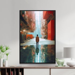 Cyberpunk Cityscape Wall Art Sci-Fi Wall Poster For Sci-Fi Fan Living Room Decor Sci-Fi Digital Frame Art Gift Sci-Fi Home Decor House Gift