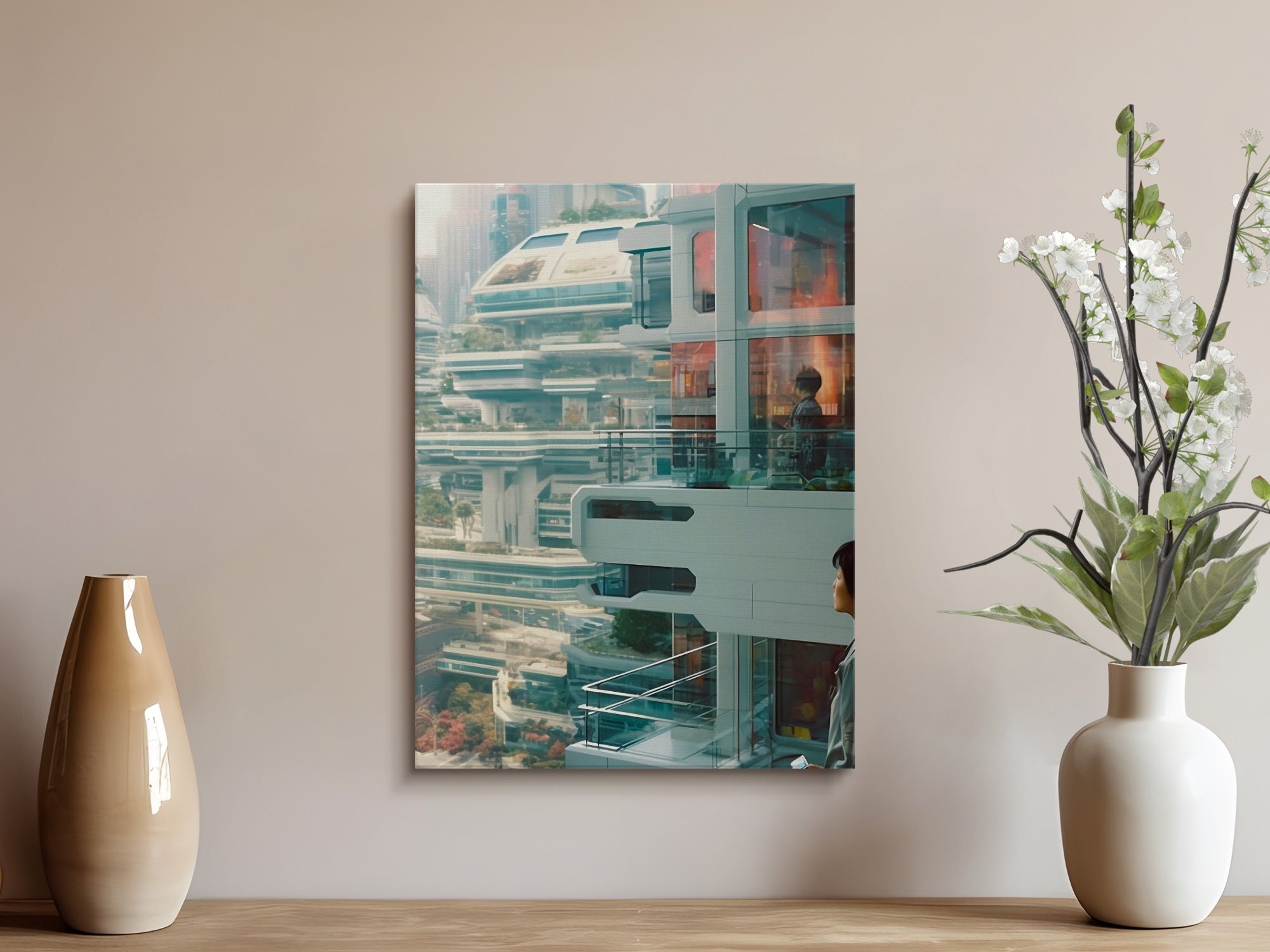 Cyberpunk Cityscape Wall Art Scifi Wall Poster for Scifi Fan Living