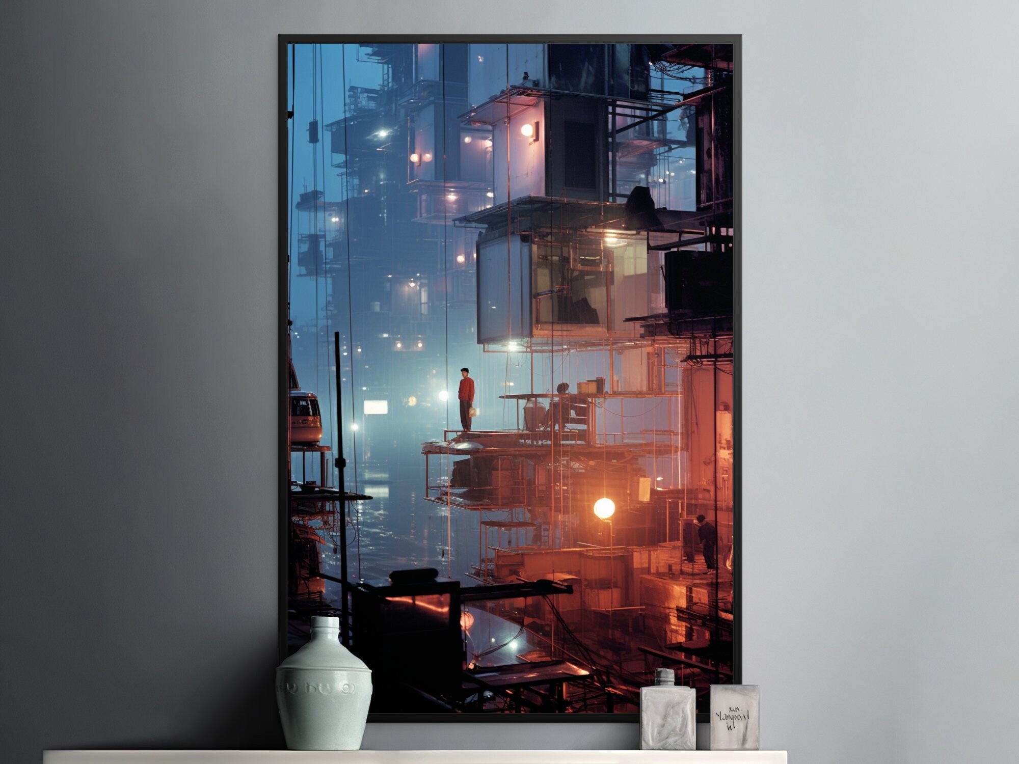 Futuristic Scifi Wall Art| Cyberpunk Cityscape, Digital Printable ...
