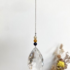 Crystal Drop Suncatcher - Yellow Aventurine and Tiger&#39;s Eye - Sun Catcher - Mobile Light Sensor - Light Catcher