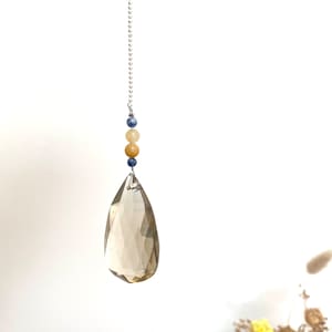 Tinted Crystal Drop Suncatcher - Yellow Aventurine and Sodalite - Sun catcher - Mobile Light sensor - Light catcher
