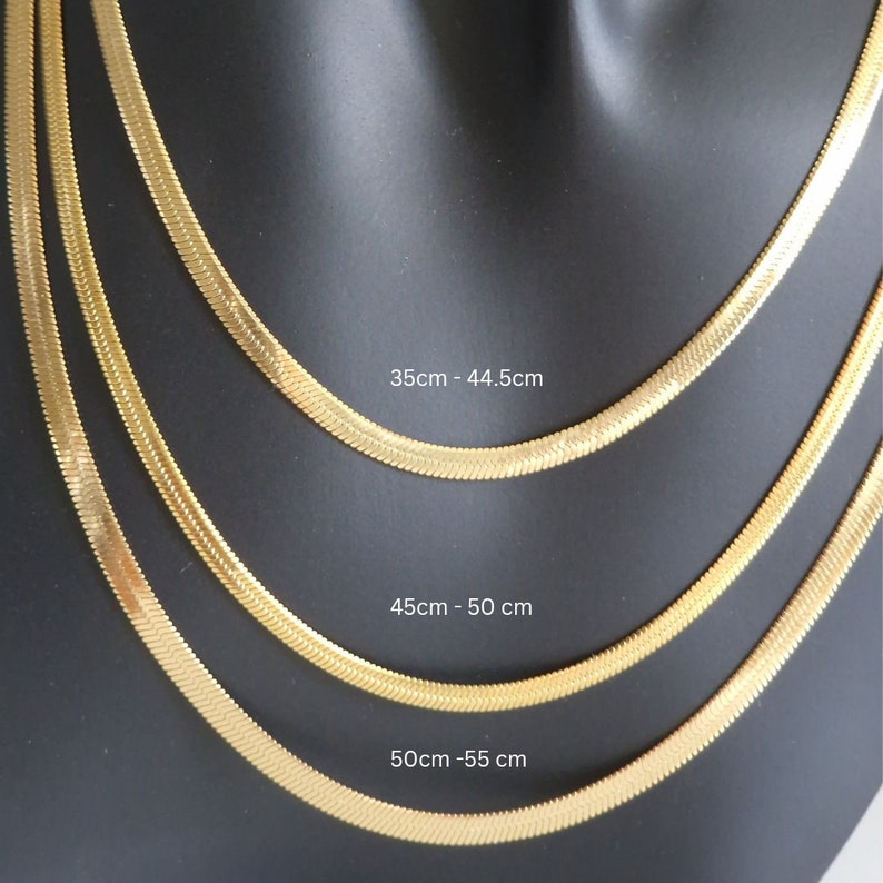 Sleek Kette Heringbone chain Elegante minimalischtische Schlangenkette Edelstahl gold 3mm zeitlos luxeriöse Halskette Bild 5