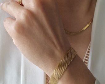 Zartes Mesh Ketten Armband aus vergoldetem Edelstahl |Netzarmband in gold| Gliederarmband| Muttertagsgeschenk| Geschenk für Sie
