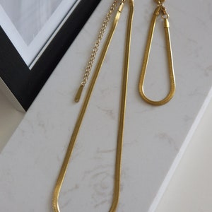 Sleek Kette Heringbone chain Elegante minimalischtische Schlangenkette Edelstahl gold 3mm zeitlos luxeriöse Halskette Bild 4