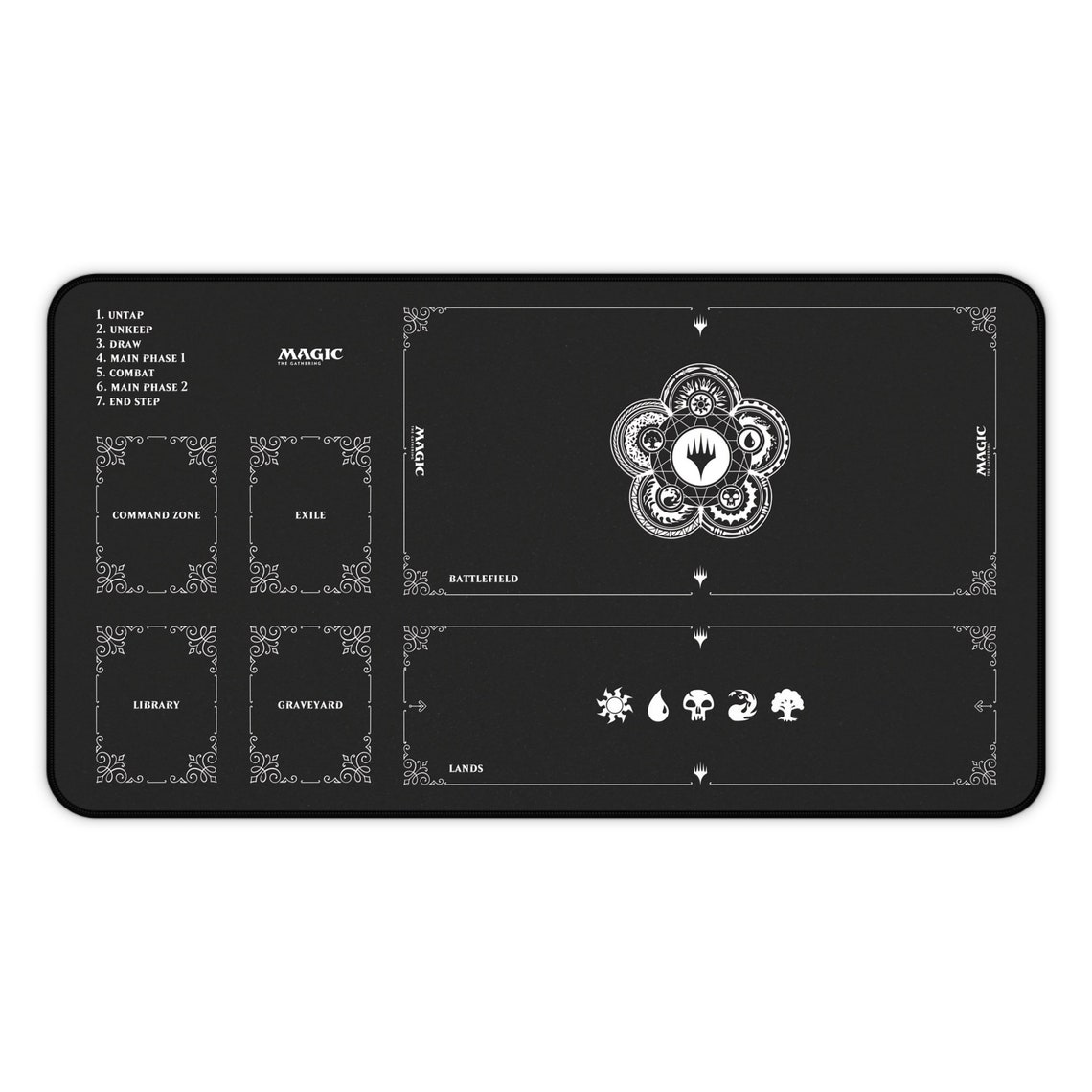 MTG Playmat With Zones, TCG Playmat, Card Playmat, MTG Gifts, Neoprene