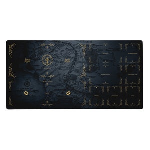 MTG LOTR Große Spielmatte mit Zones, Kartenspielmatte, MTG Geschenke, Magic The Gathering & Der Herr der Ringe Spielmatte - 36″ × 18″ - Blue Map