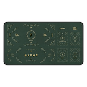 MTG LOTR Small Playmat with Zones, Card Playmat, MTG Gifts, Magic The Gathering & The Lord of the Rings Gaming Mat - 12"x22" - Green