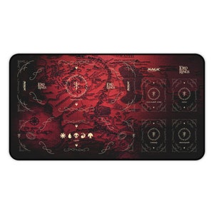MTG LOTR Kleine Spielmatte mit Bereiche, Spielmatte, Magic The Gathering & Der Herr der Ringe Spielmatte - 12 "x 22" - Map Red