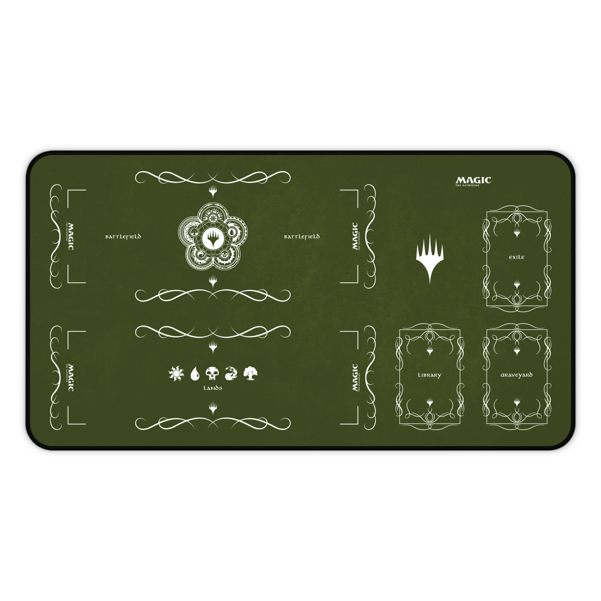 MTG Green Playmat With Zones, Small TCG Playmat, Card Playmat, MTG