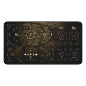 MTG LOTR Kleine Spielmatte mit Zones, Kartenspielmatte, MTG Geschenke, Magic The Gathering & Der Herr der Ringe Spielmatte - 12 "x 22" - Map Brown