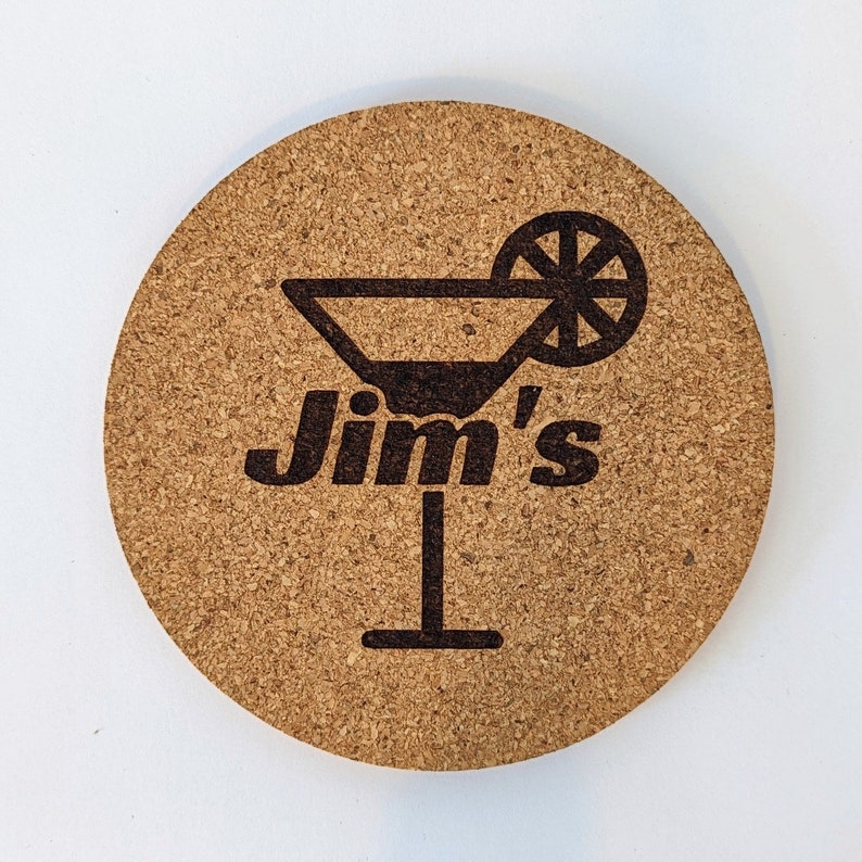 Custom Engraved Cork Coasters SET OF 5 Etsy