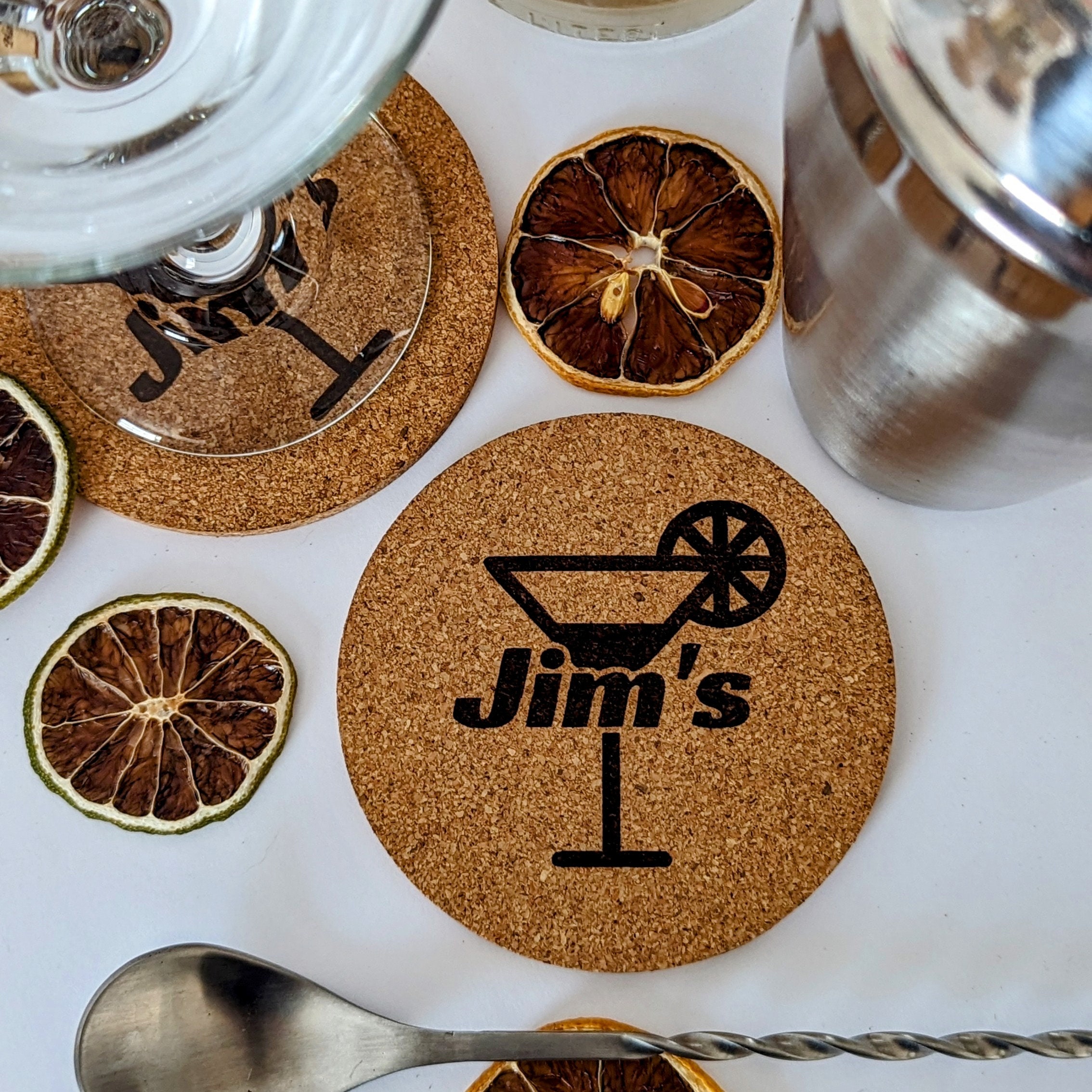 Custom Engraved Cork Coasters SET OF 5 Etsy