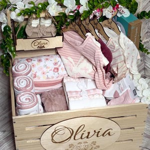Caja de regalo para baby shower con columpio, armario personalizado para bebé, cesta de regalo para baby shower, caja de madera para bebé, armario, cesta de regalo