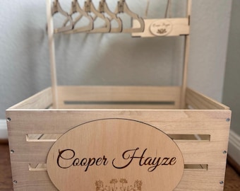 Infant Baby Shower Crate Gift with Swing NO DECOR | Custom Baby Crate Closet Baby Shower Gift Basket| Baby Box Wooden Crate | Gift Basket