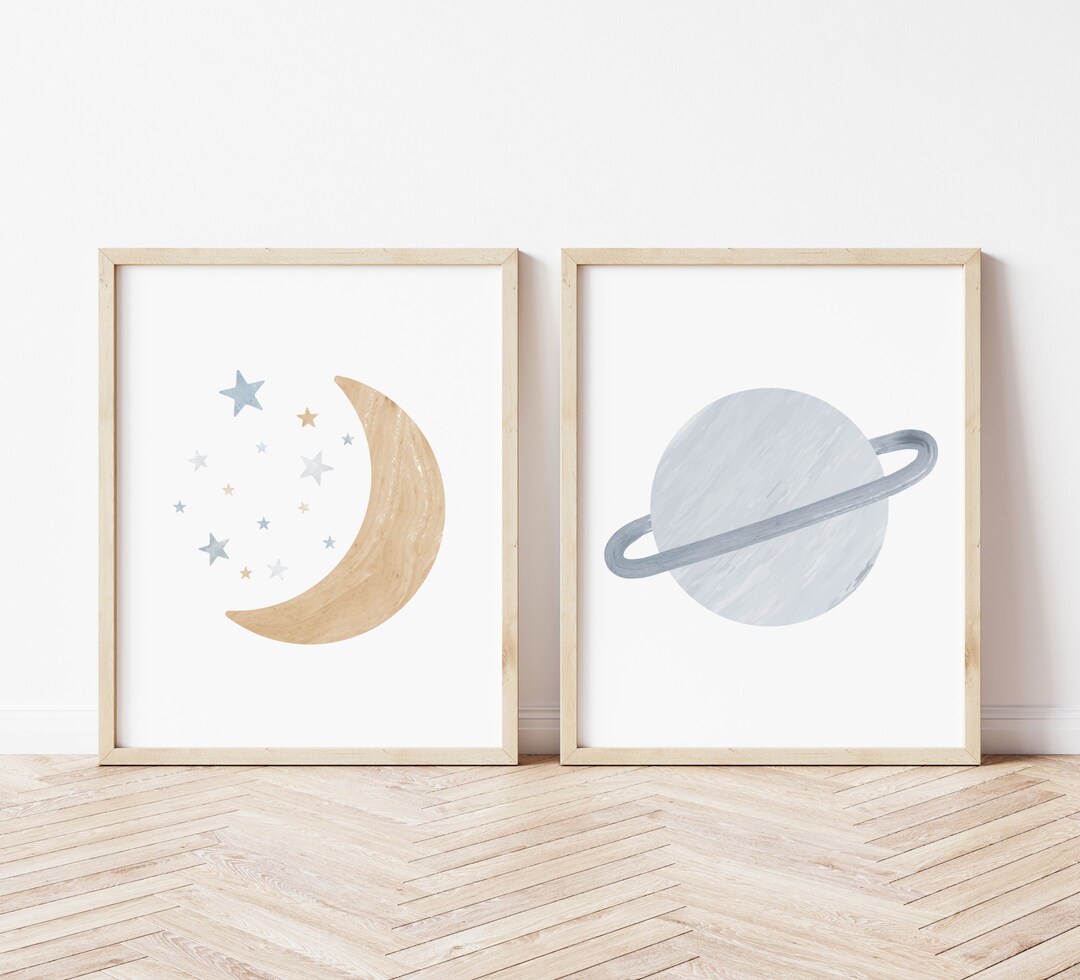 Watercolor Space Wall Art Set of 2 Prints, Space Duo, PRINTABLE Wall ...