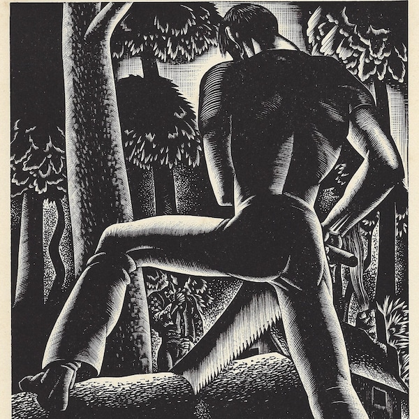 Lynd Ward (American 1905-1985) wood engraved illustration from Wild Pilgrimage published 1932